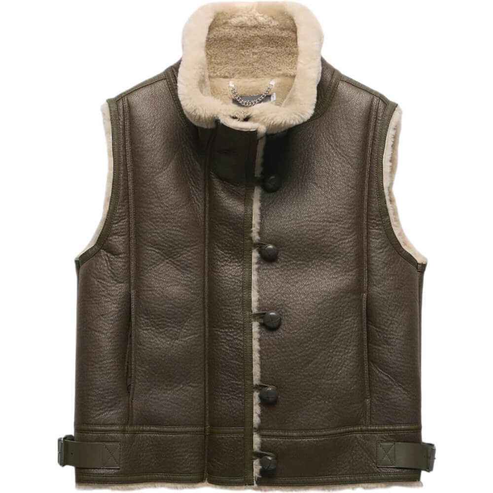 Mint Velvet Khaki Funnel Neck Gilet